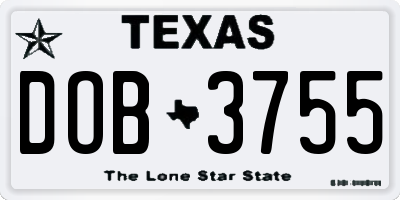 TX license plate DOB3755