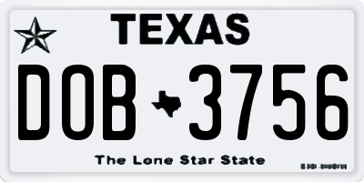 TX license plate DOB3756
