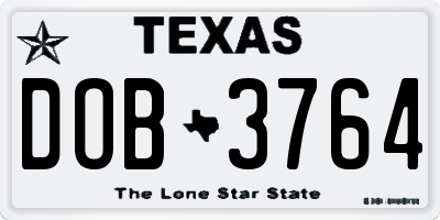 TX license plate DOB3764