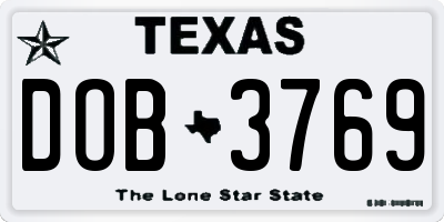 TX license plate DOB3769