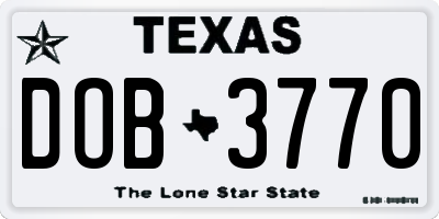 TX license plate DOB3770