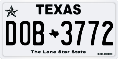 TX license plate DOB3772