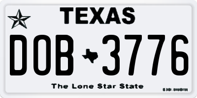 TX license plate DOB3776