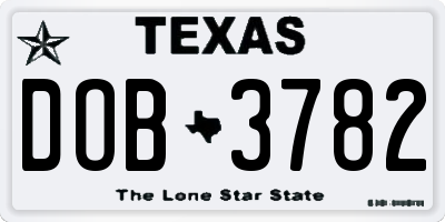 TX license plate DOB3782