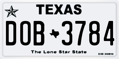 TX license plate DOB3784