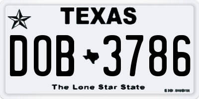 TX license plate DOB3786