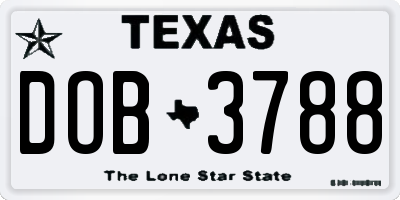 TX license plate DOB3788