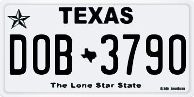 TX license plate DOB3790
