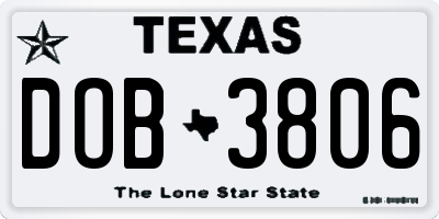 TX license plate DOB3806