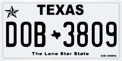 TX license plate DOB3809