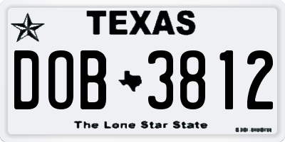 TX license plate DOB3812