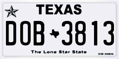 TX license plate DOB3813