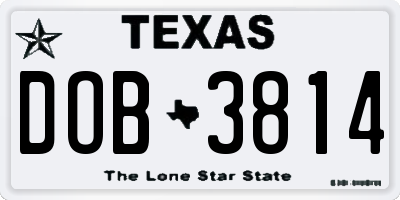 TX license plate DOB3814