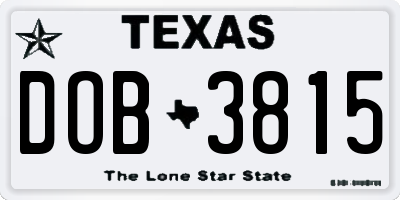 TX license plate DOB3815