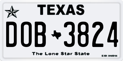 TX license plate DOB3824