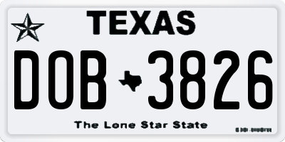 TX license plate DOB3826