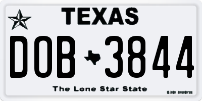 TX license plate DOB3844