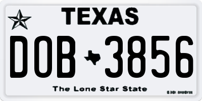 TX license plate DOB3856