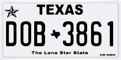 TX license plate DOB3861
