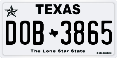 TX license plate DOB3865