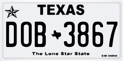 TX license plate DOB3867