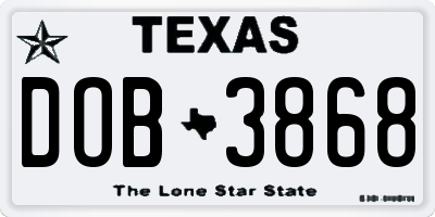 TX license plate DOB3868