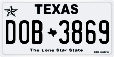 TX license plate DOB3869