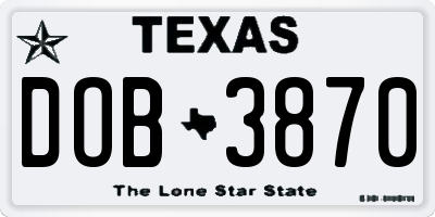 TX license plate DOB3870