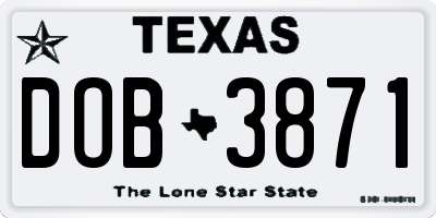 TX license plate DOB3871