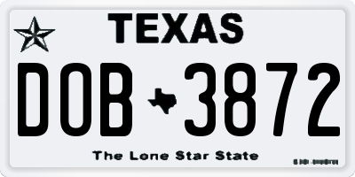 TX license plate DOB3872