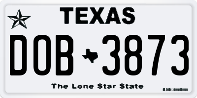 TX license plate DOB3873