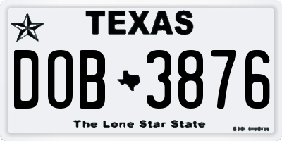 TX license plate DOB3876