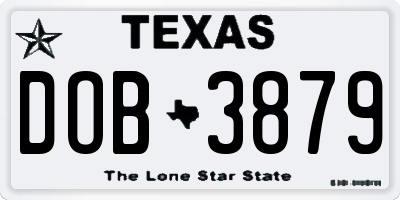 TX license plate DOB3879