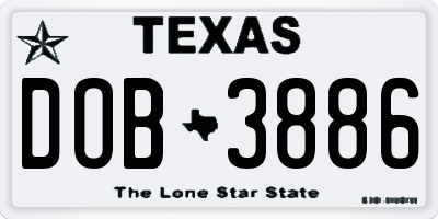 TX license plate DOB3886