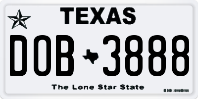 TX license plate DOB3888