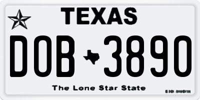 TX license plate DOB3890