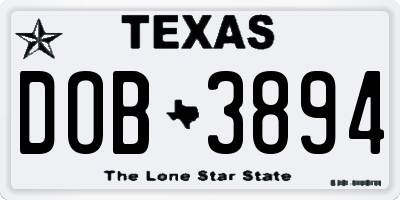 TX license plate DOB3894