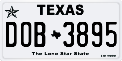 TX license plate DOB3895