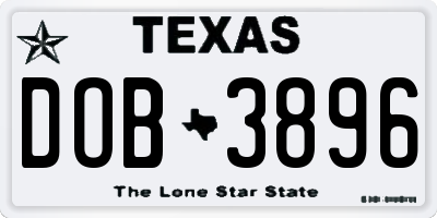 TX license plate DOB3896