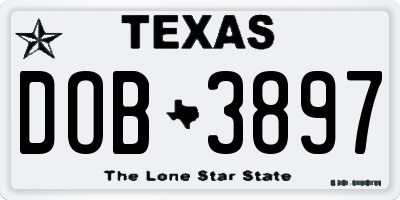 TX license plate DOB3897
