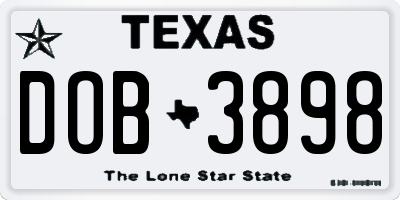 TX license plate DOB3898