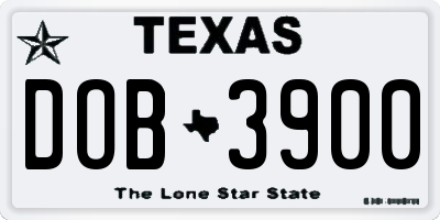 TX license plate DOB3900
