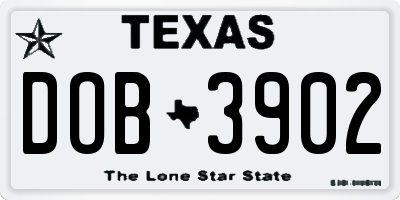 TX license plate DOB3902