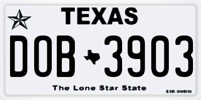 TX license plate DOB3903