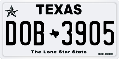 TX license plate DOB3905