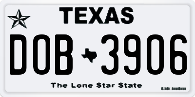 TX license plate DOB3906