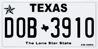 TX license plate DOB3910