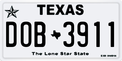 TX license plate DOB3911