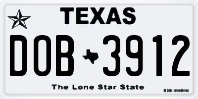 TX license plate DOB3912