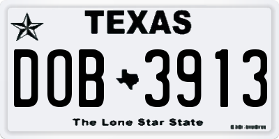 TX license plate DOB3913